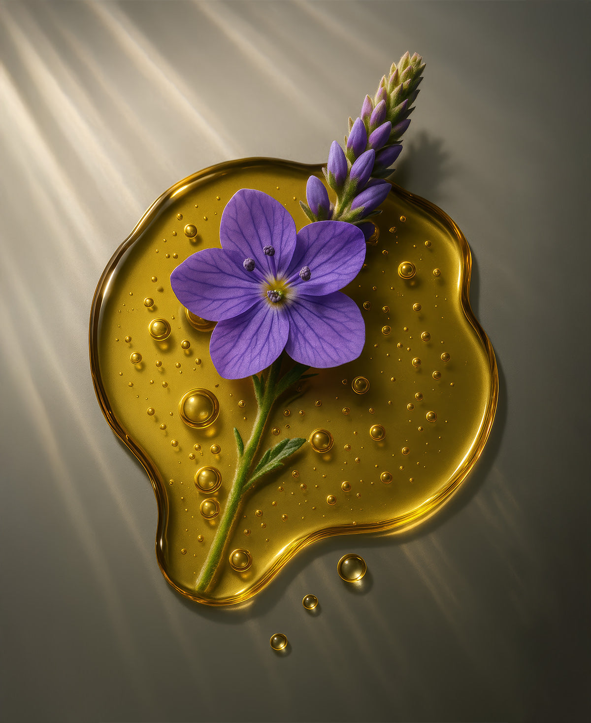 A Bakuchiol flower on top of Fix Studios medica-grade Refinity™ Advanced Retinoid Night Serum