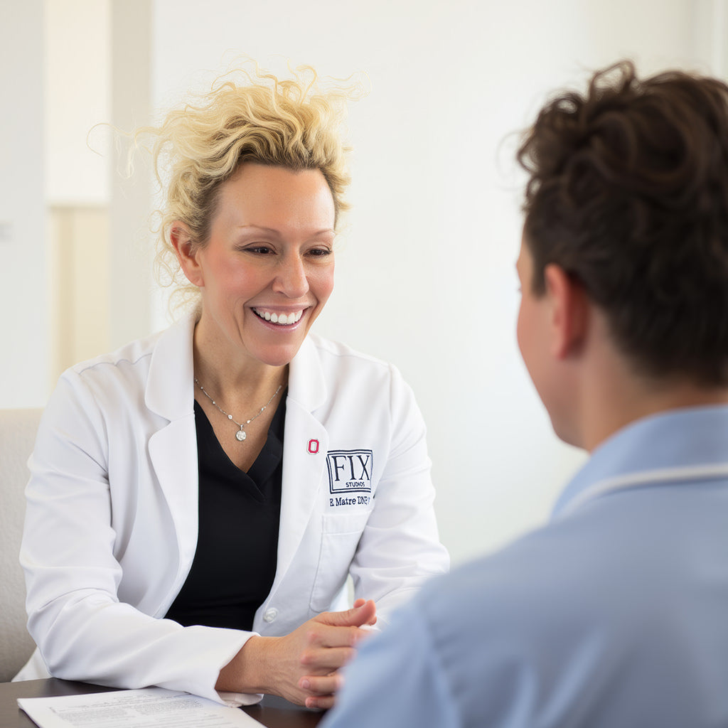 A new Fix Studios patient in a consultation with Elizabeth Matre DNP, CNP also known as Dr. Beth Matre