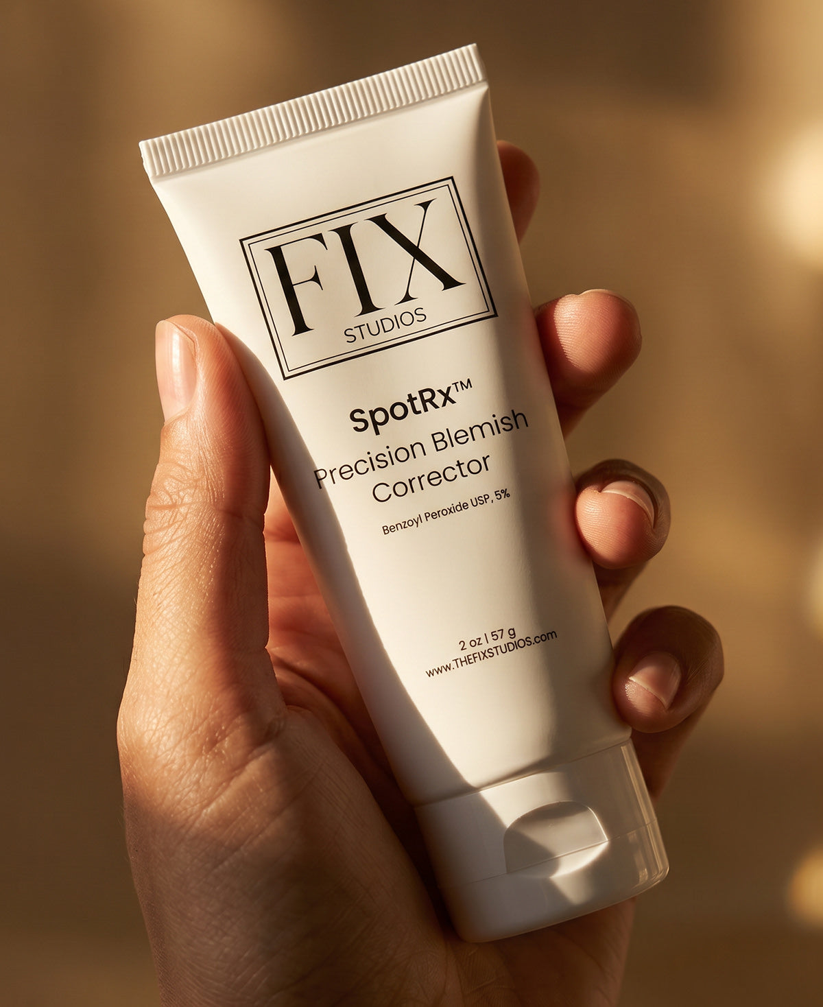 Fix Studios medical-grade SpotRx Precision Blemish Corrector Benzoyl Peroxide fast-acting acne spot treatment kills acne-causing bacteria