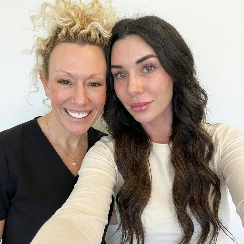 Dr. Beth Matre of Fix Studios selfie with dermal lip filler patient