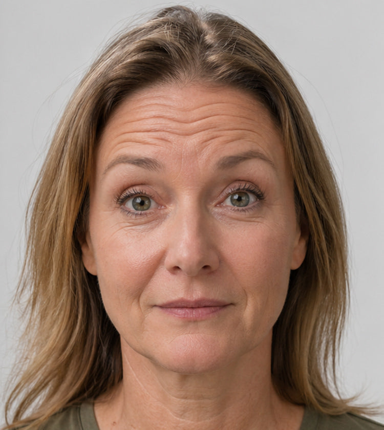 Botox before photo showing horizontal forehead wrinkles before treatment at Fix Studios Cincinnati Mason OH.