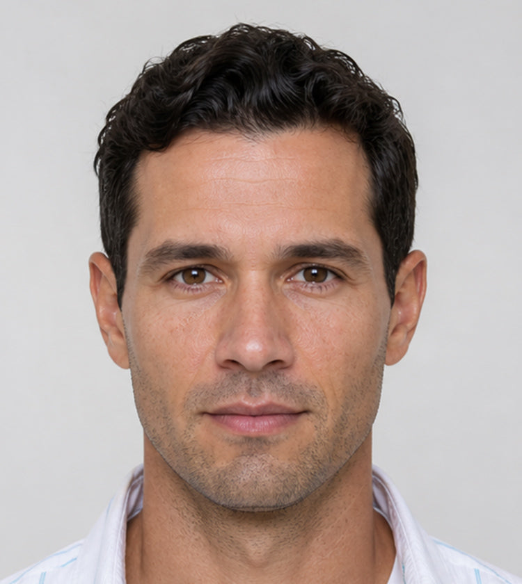 Botox after photo of a male patient showing smoother forehead lines and softened 11s for a more approachable look at Fix Studios Cincinnati Mason OH.