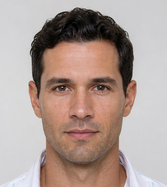 Botox after photo of a male patient showing smoother forehead lines and softened 11s for a more approachable look at Fix Studios Cincinnati Mason OH.