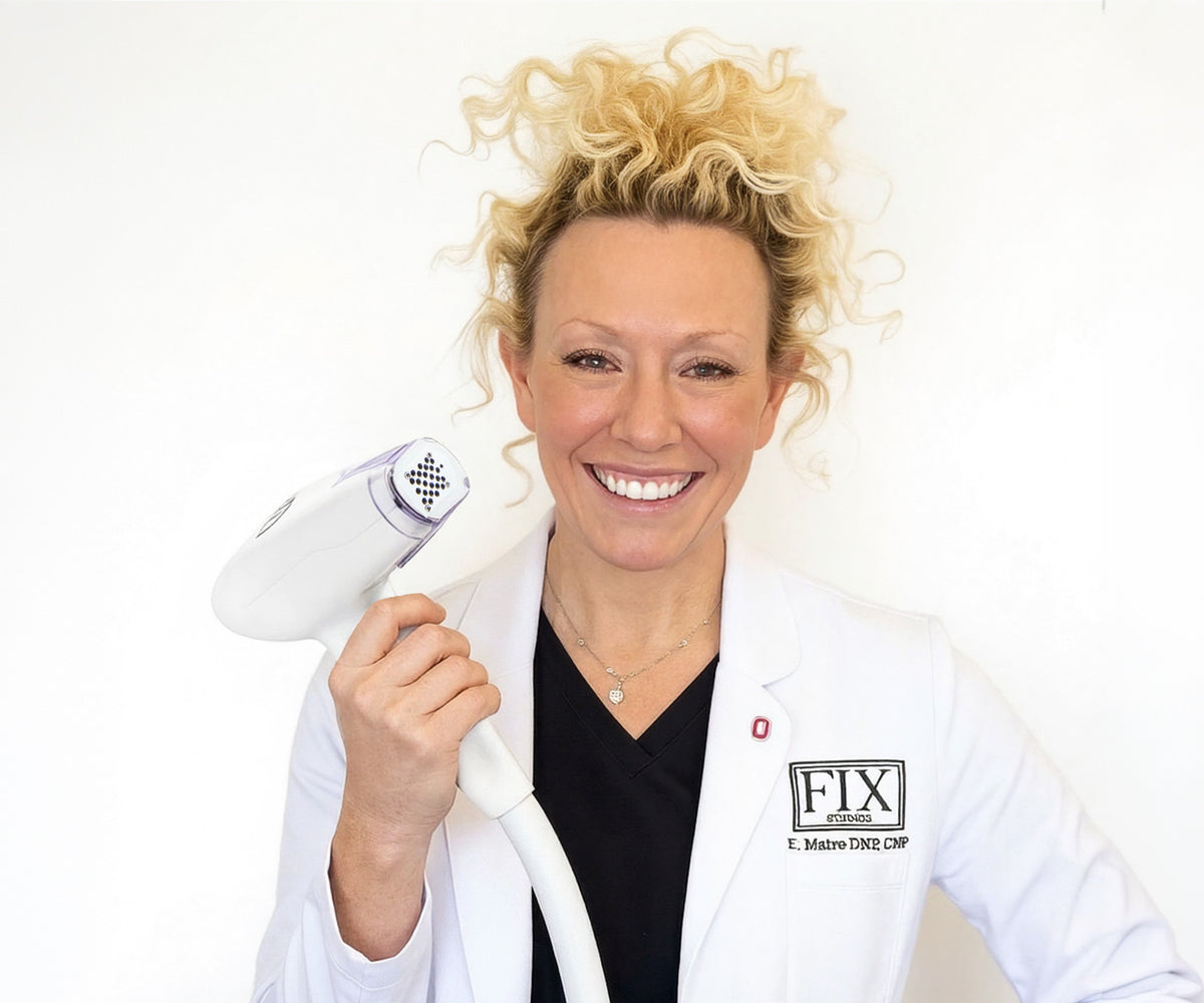 Dr Beth Matre DNP, CNP of Fix Studios holding Morpheus8 Cool Cincinnati Mason Ohio