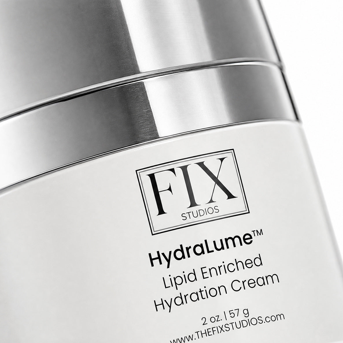 A macro close-up of Fix Studios HydraLume Lipid Enriched Hydration Cream medical-grade moisturizer