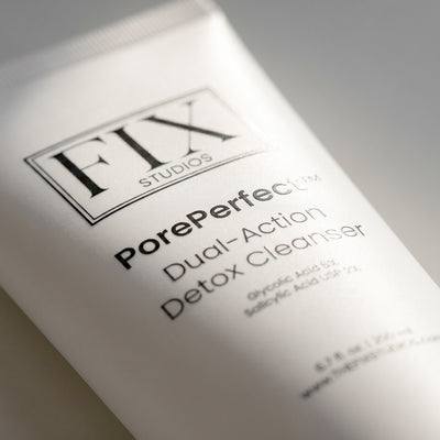 macro close up of Fix Studios medical-grade PorePerfect™ Dual-Action Detox Cleanser